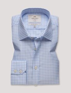 Slim Fit Blue & White Grid Check Non-Iron Shirt