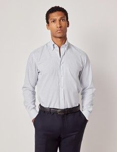 Slim Fit Navy & Blue Check Pin Point Oxford Non-Iron Shirt