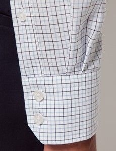 Slim Fit Navy & Blue Check Pin Point Oxford Non-Iron Shirt