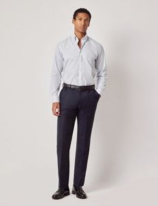 Slim Fit Navy & Blue Check Pin Point Oxford Non-Iron Shirt