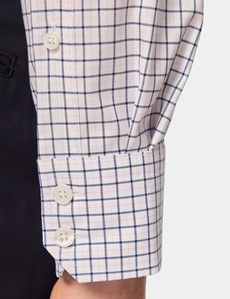 Slim Fit Navy & Pink Check Pin Point Non-Iron Oxford Shirt