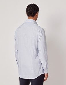 Slim Fit Blue & White Check Pin Point Non-Iron Oxford Shirt