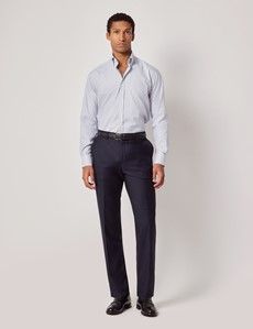 Slim Fit Blue & White Check Pin Point Non-Iron Oxford Shirt