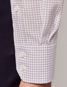 Non-Iron Red & White Multi Check Pin Point Oxford Shirt - Button Down Collar - Slim Fit-preview4