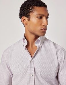 Non-Iron Red & White Multi Check Pin Point Oxford Shirt - Button Down Collar - Slim Fit-preview2