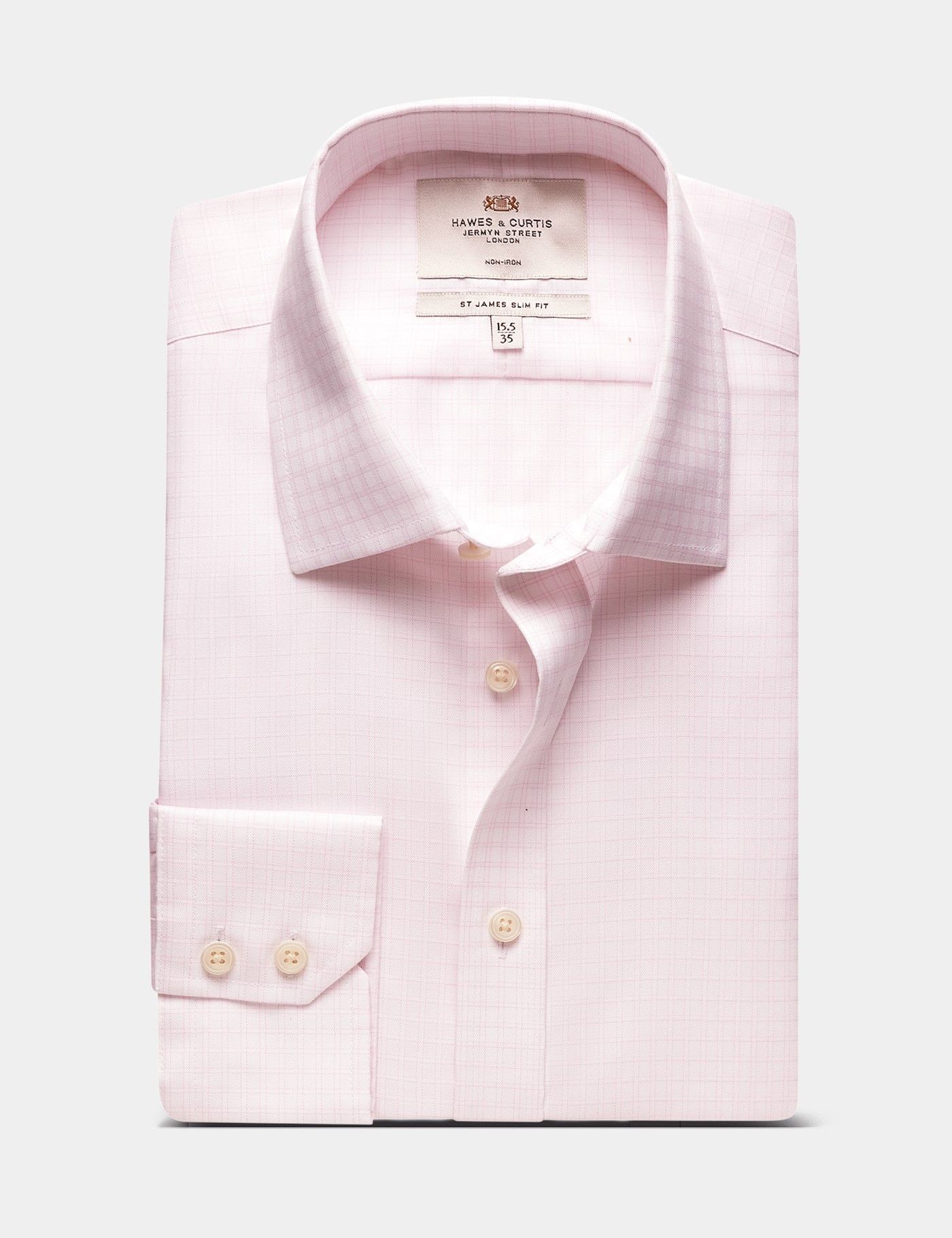 Slim Fit Pink & White Check Non-Iron Shirt-preview