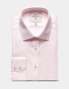 Slim Fit Pink & White Check Non-Iron Shirt