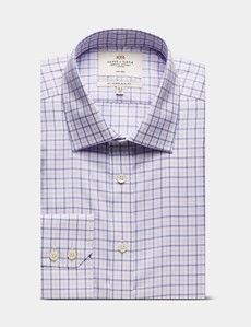 Slim Fit Blue & Lilac Check Non-Iron Shirt