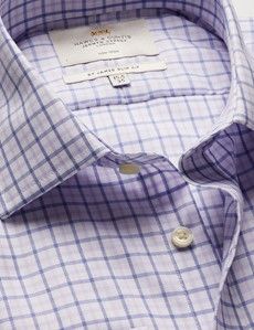 Slim Fit Blue & Lilac Check Non-Iron Shirt