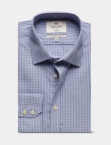 Slim Fit Navy & Blue Check Non-Iron Shirt