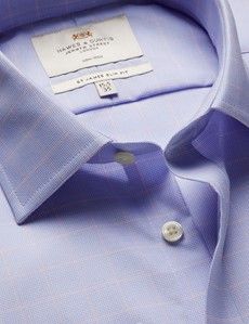 Slim Fit Blue & Pink Check Non-Iron Shirt