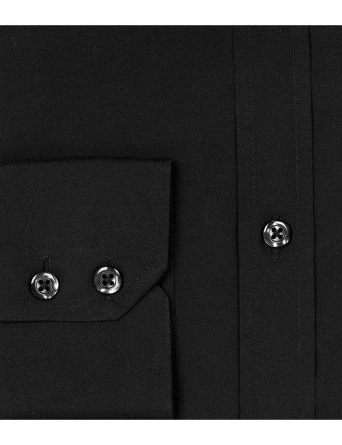 Black Poplin Slim Fit Shirt - Single Cuff-preview