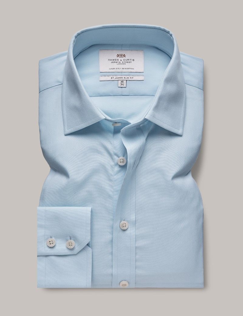 Slim Fit Blue Poplin Shirt-preview