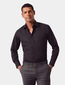 Slim Fit Black Poplin Shirt