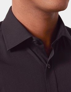 Slim Fit Black Poplin Shirt