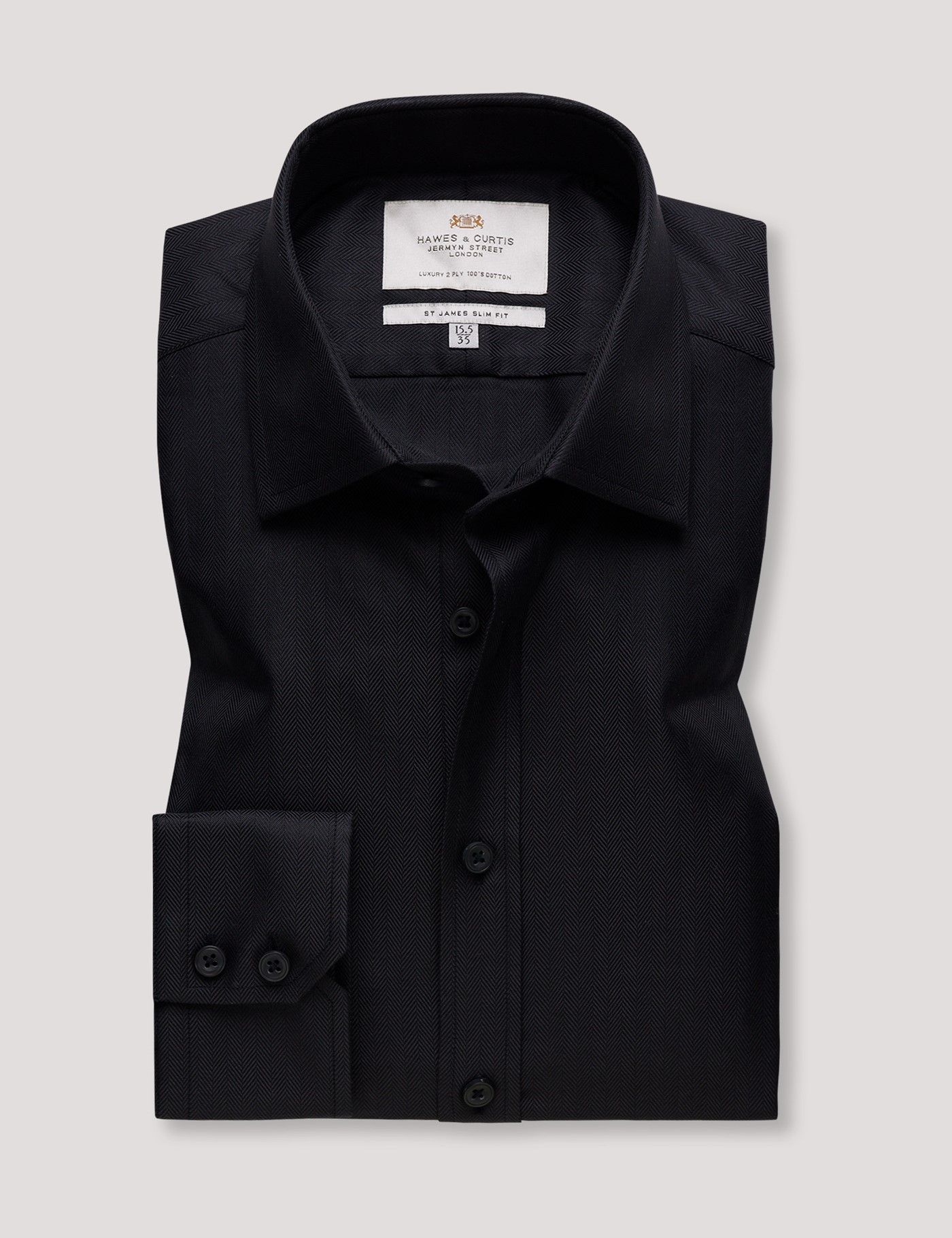 Slim Fit Black Herringbone Shirt-preview