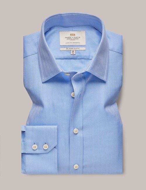 Blue Herringbone Slim Shirt-preview