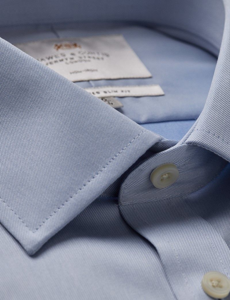 Non-Iron Blue Fine Slim Shirt | Hawes and Curtis