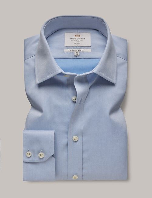 Non-Iron Blue Fine Twill Slim Shirt-preview
