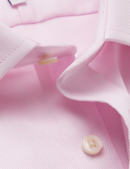 Non-Iron Pink Herringbone Slim Stretch Shirt