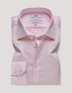 Slim Fit Pink Herringbone Non-Iron Shirt