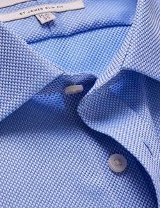 Non-Iron Blue Textured Weave Slim Shirt