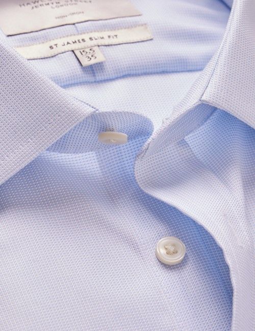 Non-Iron Blue & White Slim Shirt