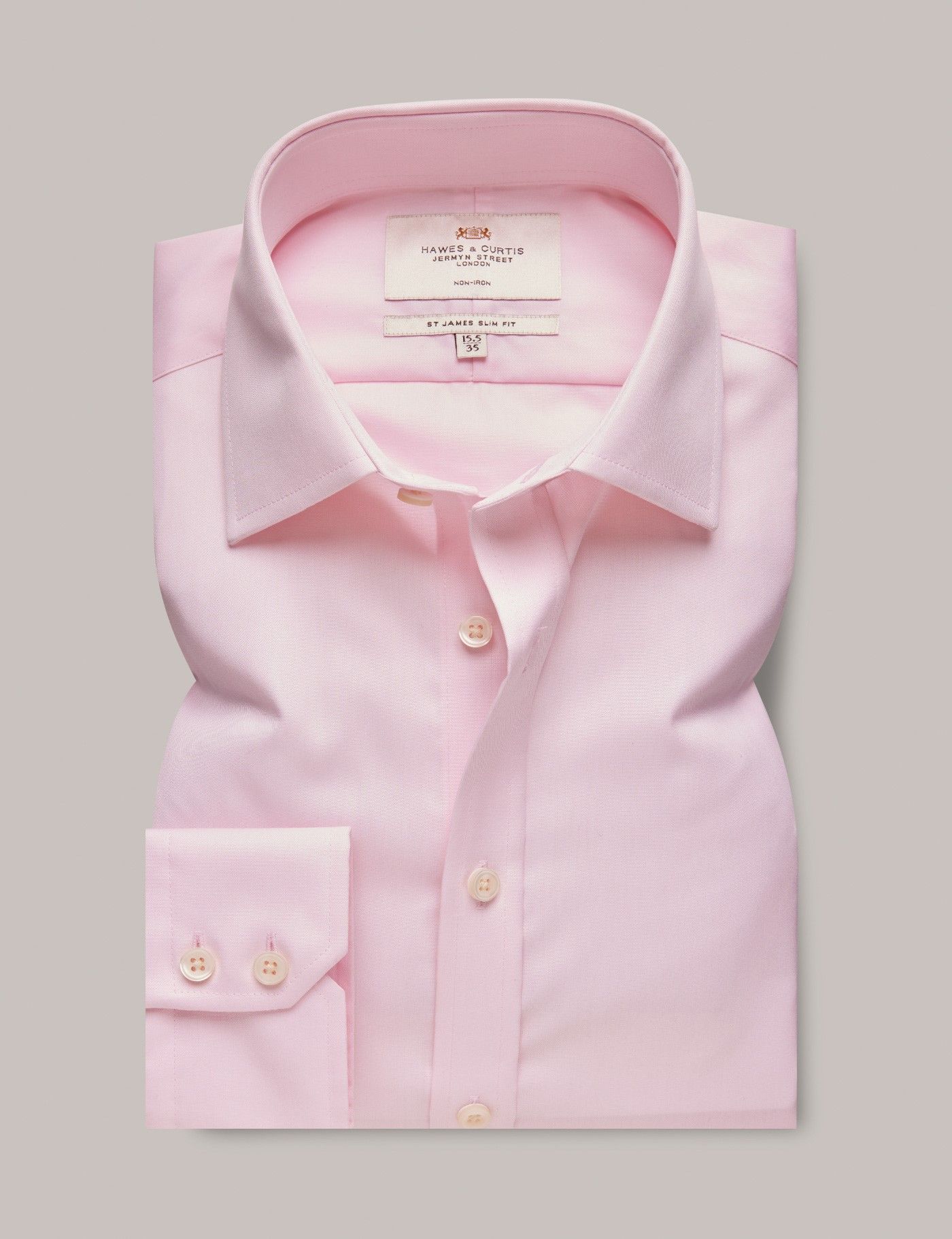 Slim Fit Pink Twill Non-Iron Shirt-preview