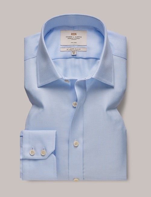 Non-Iron Blue Semi Plain Slim Shirt