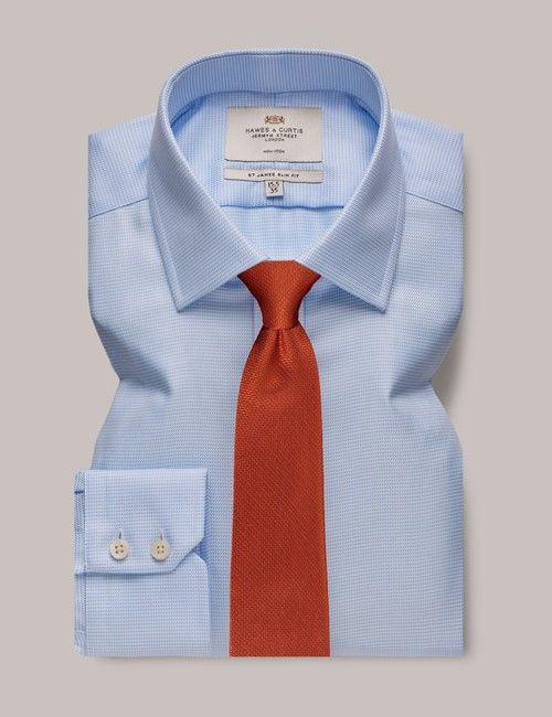Non-Iron Blue Semi Plain Slim Shirt-preview