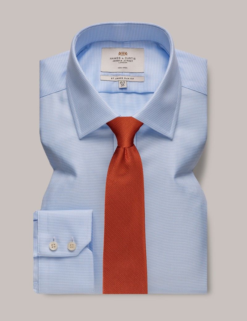 Slim Fit Blue Semi Plain Non-Iron Shirt-preview