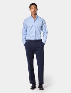 Slim Fit Blue Pin Point Non-Iron Oxford Shirt-preview4