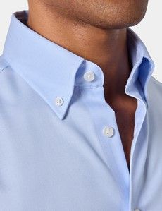 Slim Fit Blue Pin Point Non-Iron Oxford Shirt-preview1