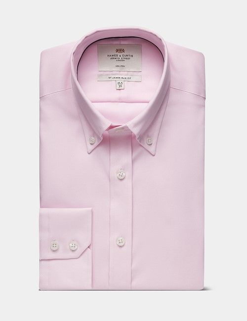 Non-Iron Pink Oxford Shirt - Button Down Collar