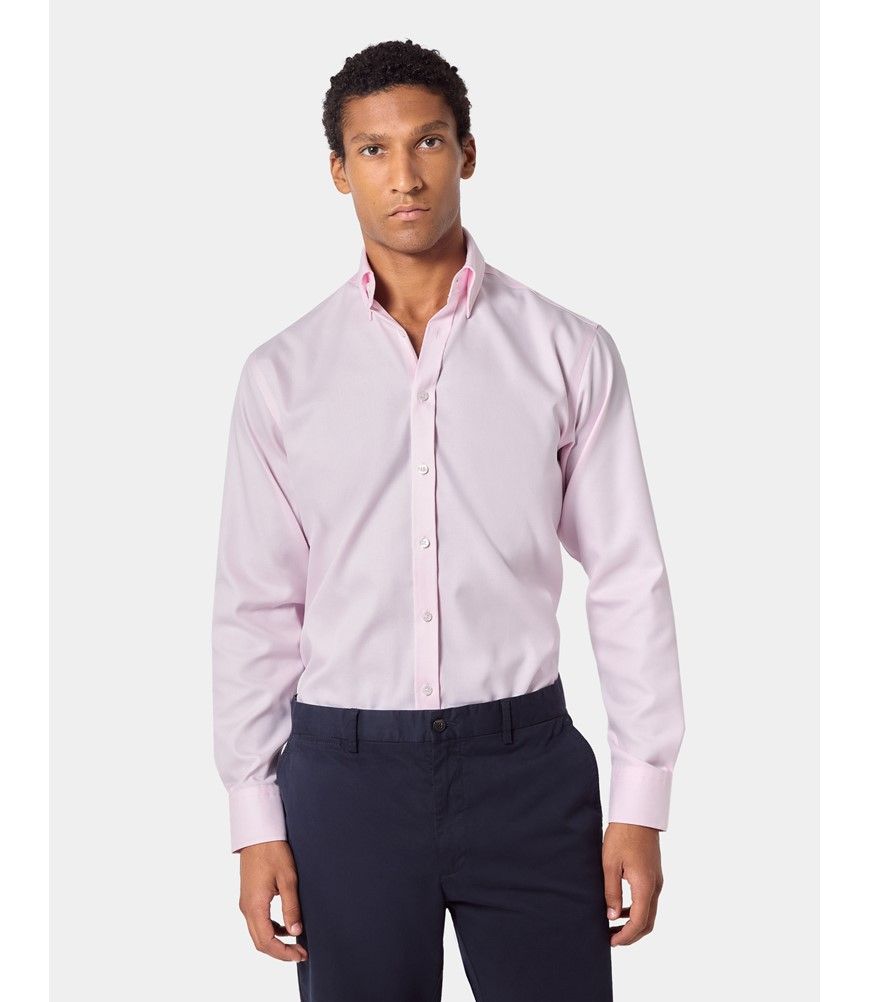 Men's Non-Iron Pink Oxford Shirt - Button Down Collar - Slim