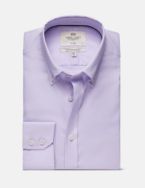 Non-Iron Lilac Oxford Shirt - Button Down Collar-preview