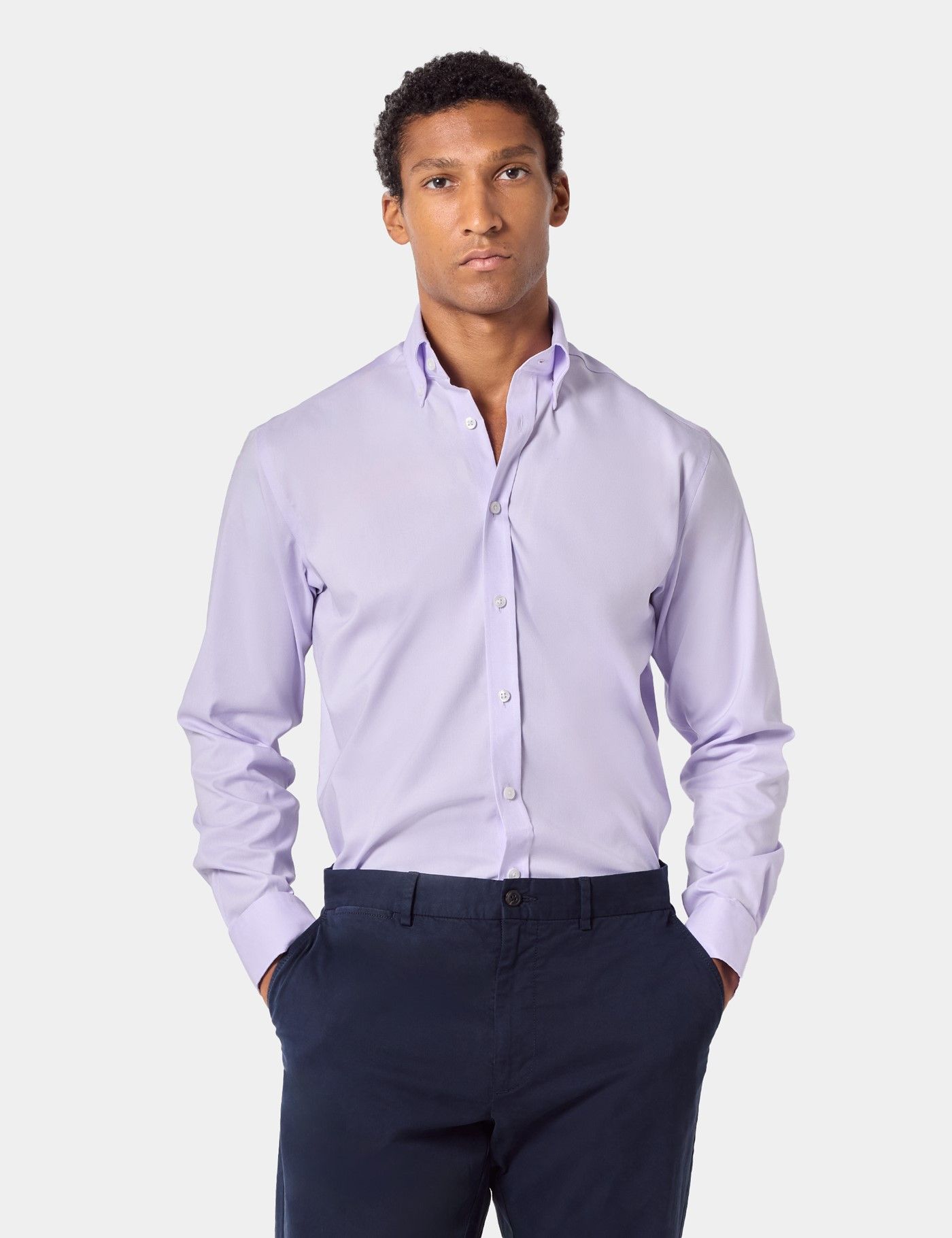 Slim Fit Lilac Pin Point Non-Iron Oxford Shirt