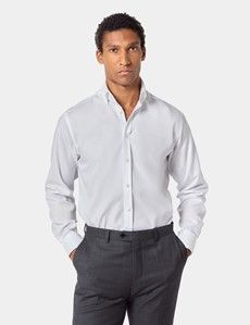 Slim Fit White Pin Point Non-Iron Oxford Shirt