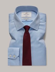 Slim Fit Blue Pique Non-Iron Shirt