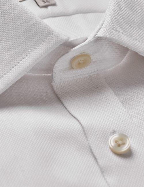 Non-Iron White Pique Slim Shirt