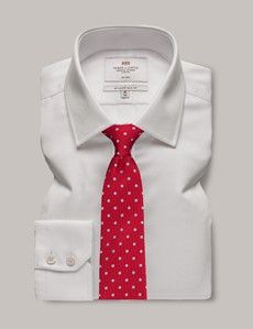 Slim Fit White Pique Non-Iron Shirt