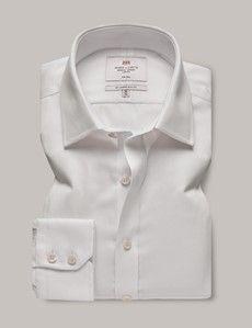 Slim Fit White Pique Non-Iron Shirt