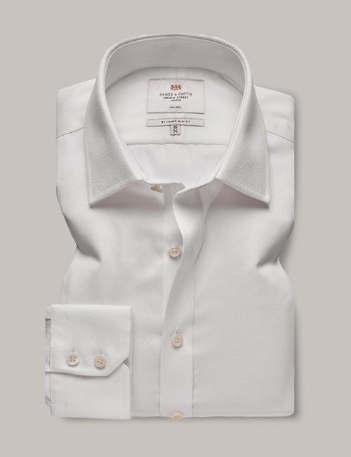 Non-Iron White Pique Slim Shirt-preview