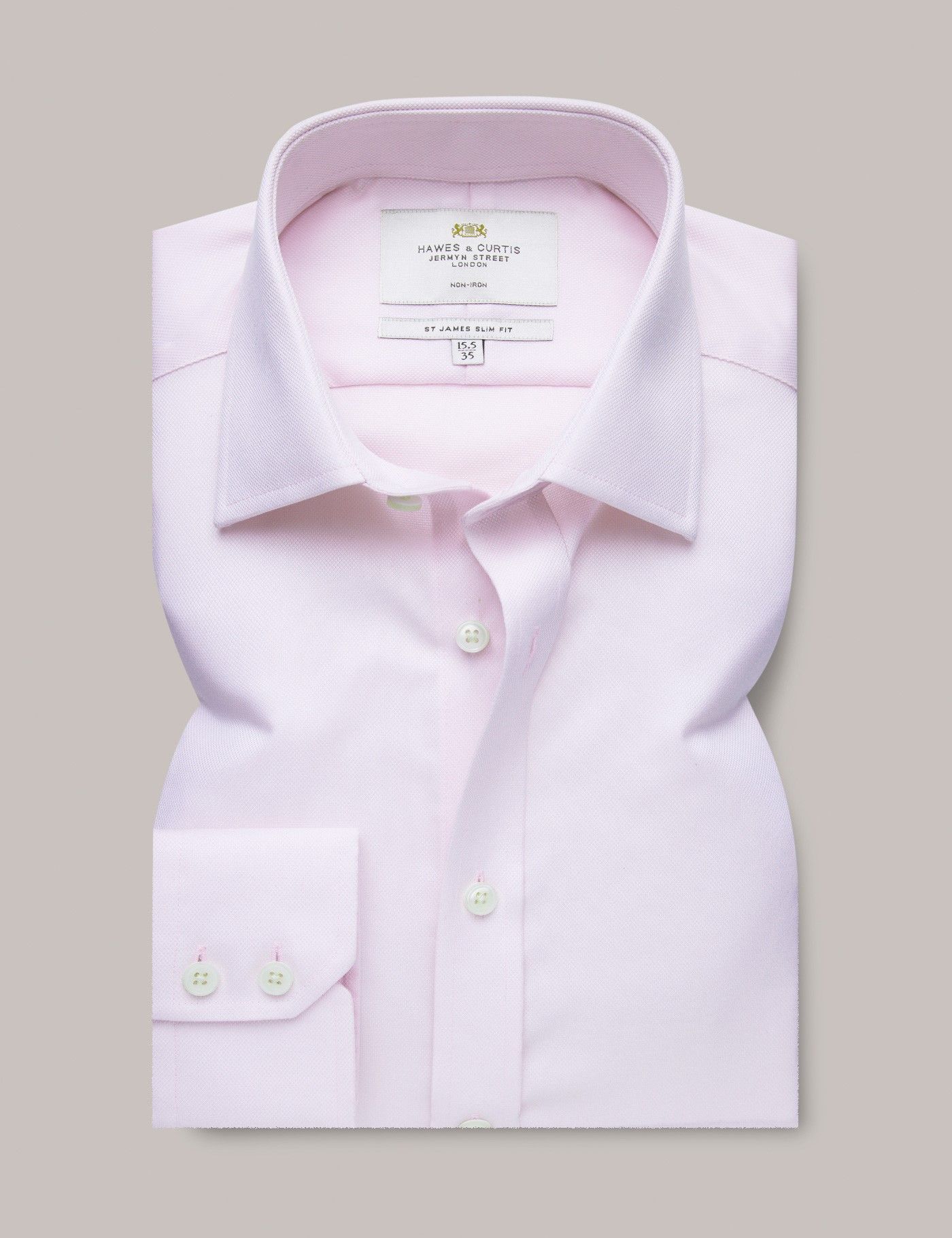 Slim Fit Pink Pique Non-Iron Shirt-preview