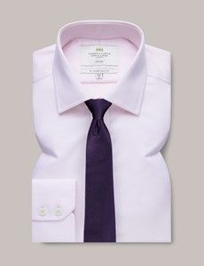 Slim Fit Pink Pique Non-Iron Shirt