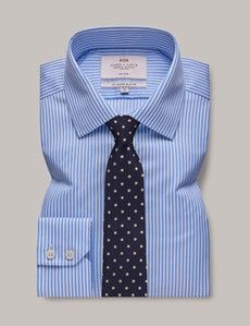 Slim Fit Blue & White Bengal Stripe Twill Non-Iron Shirt