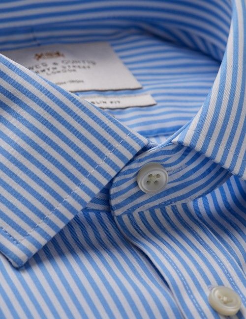 Non-Iron Blue & White Bengal Stripe Slim Shirt