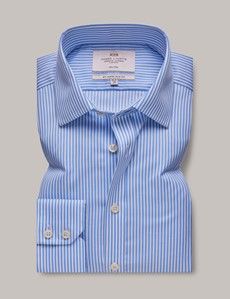 Slim Fit Blue & White Bengal Stripe Twill Non-Iron Shirt
