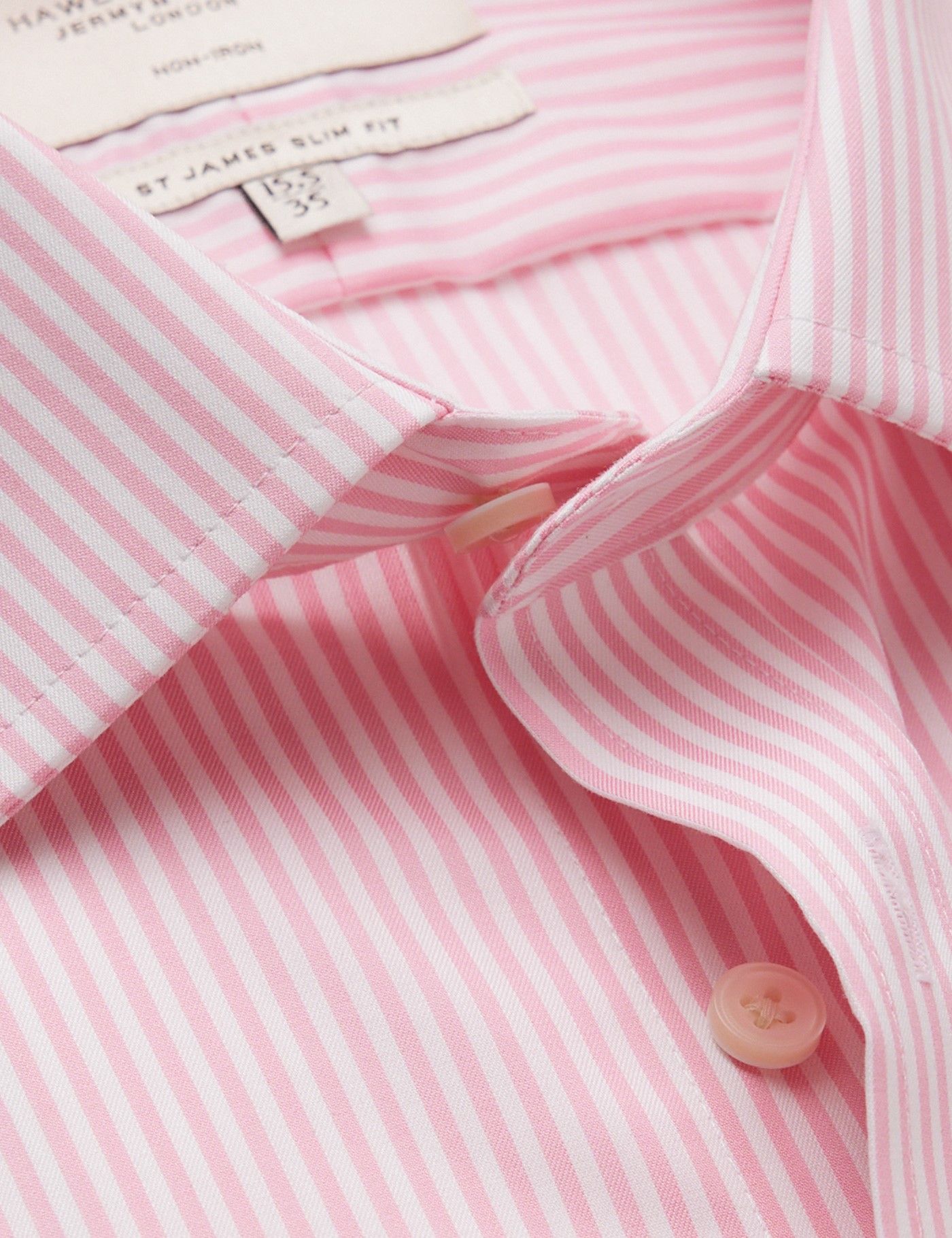 Men's Non-Iron Pink & White Bengal Stripe Slim Shirt | Hawes