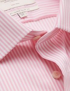 Slim Fit Pink & White Bengal Stripe Twill Non-Iron Shirt